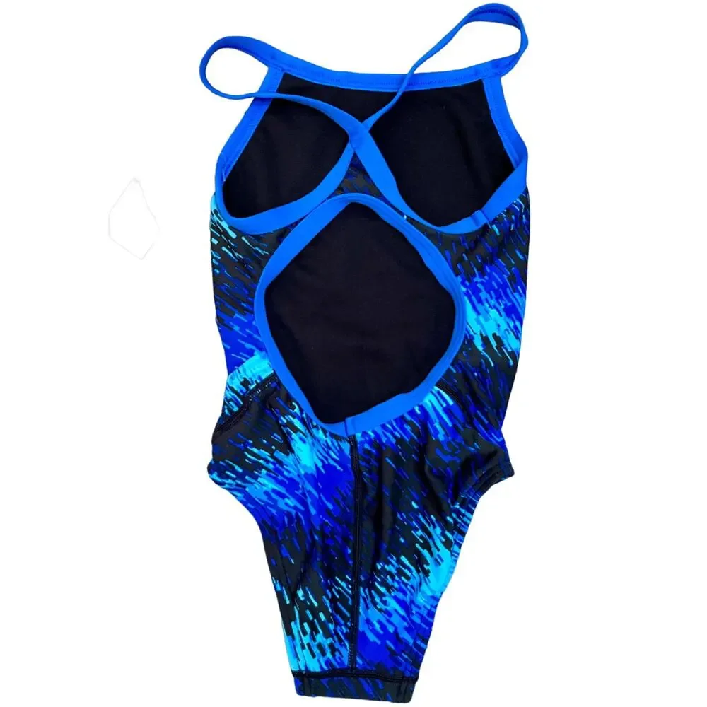 TYR DuraFast Elite Youth PERSEUS DiamondFit 1pc Girls Swimsuit Blue Size 22 $60